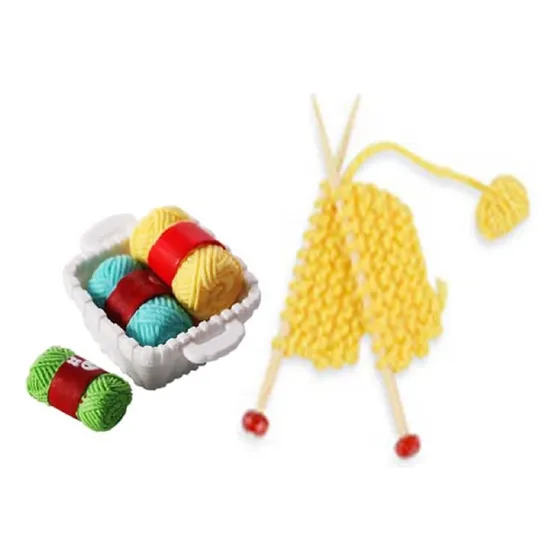 Cutemini Juego Tejer Hilo Lana Miniatura Para Casa Muñeca B