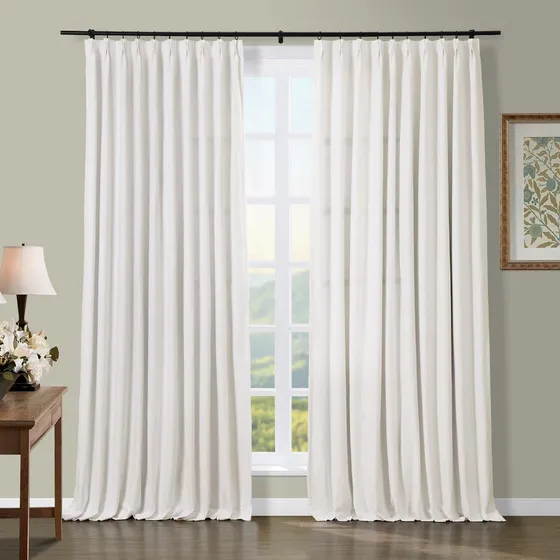 Twopage Cortina Plisada Lona Algodon Beige 90  Largo Ligera
