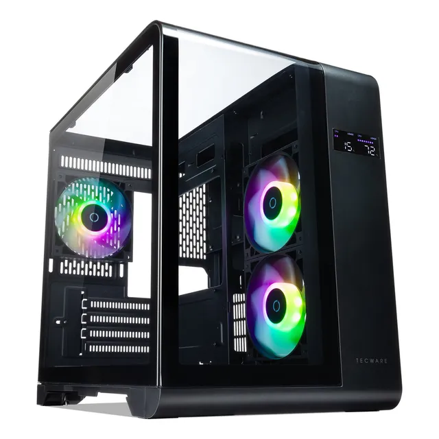 Gabinete Tecware Arc M M-atx Doble Camara Vidrio Curvo + Lcd Color Negro