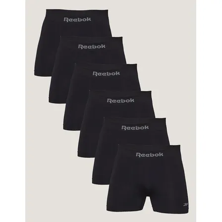 Kit 6 Cuecas Reebok Boxer Masculino Poliamida Preto Liso G