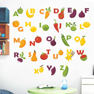 Adhesivo De Pared Con Letras, Frutas Y Verduras Para Dormito Adhesivo De Pared Con Letras, Frutas Y Verduras Para Dormito