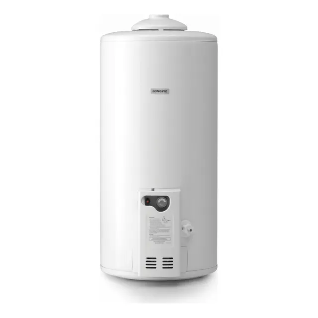 Termotanque a Gas Longvie T3075Cf de 75 Litros Alta Eficiencia y Potencia Instalación de Colgar Ideal para Hogares Diseño Compacto con Encendido Piezoeléctrico y Válvula de Seguridad