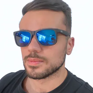 Ăculos De Sol Masculino Maya Lion Com Proteção Uv400 Azul Espelhado + Case Ăculos De Sol Masculino Maya Lion Com Proteção Uv400 Azul Espelhado + Case