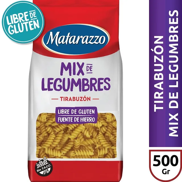Fideos tirabuzón Matarazzo mix legumbres sin tacc 500g