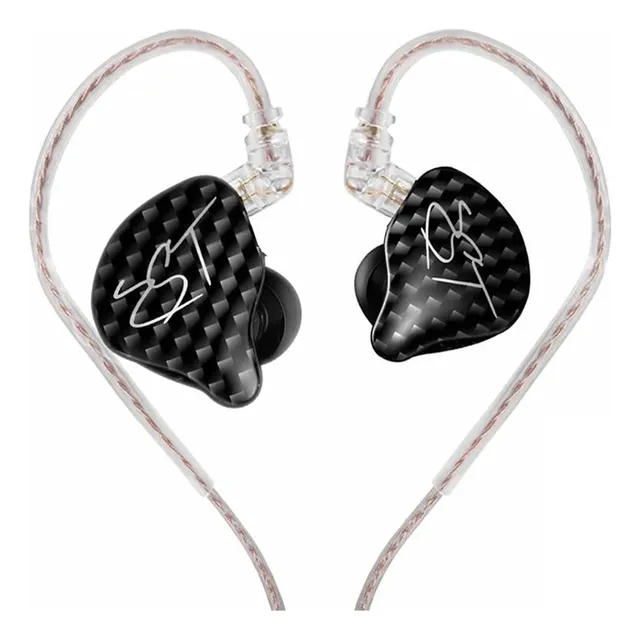 Auriculares in-ear KZ ZST color negro con microfono I 2 drivers por lado - monitores