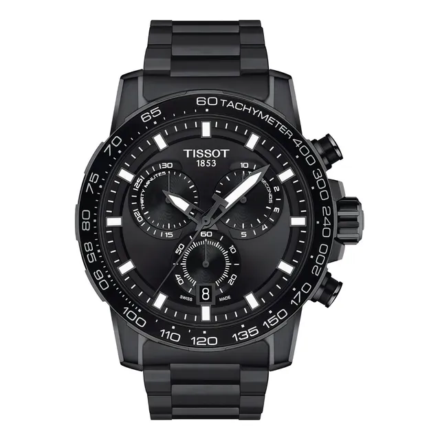 Reloj pulsera Tissot Supersport Chrono con correa de acero inoxidable color negro