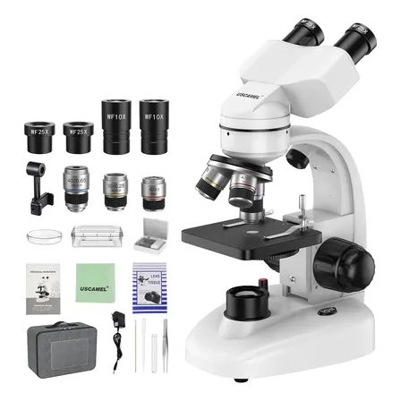 Microscopio Profesional 40x-1000x Led Dual Wf10x Wf25x Blanco