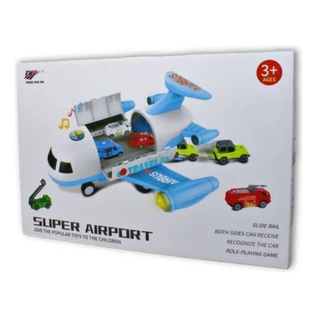 Juguete Avión Sonidos Rampa 6 Carritos Metálicos Infantil