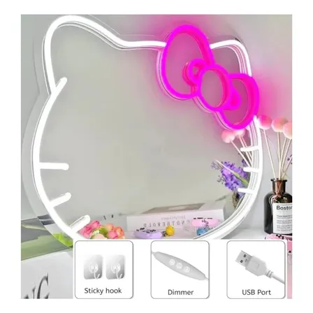 Espejo Hello Kitty Led Neón Decorativo Tendencia