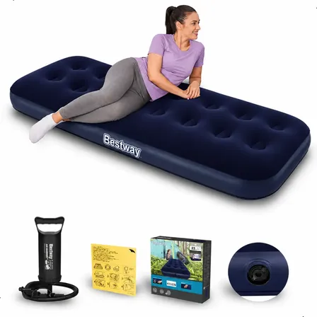Colchão Camping Solteiro Inflável Bestway 150kgs + Bomba Ar