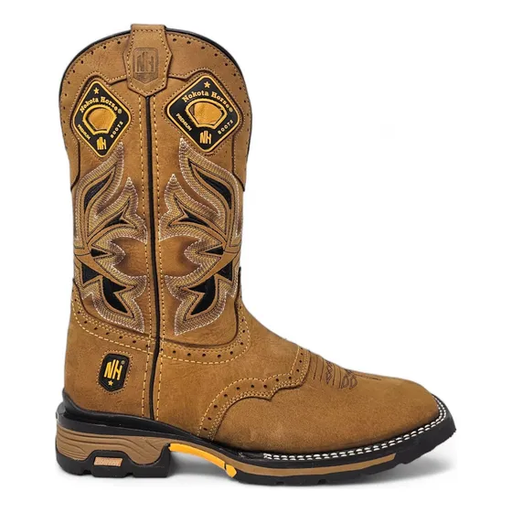 Bota Vaquera Nh Trabajo Suela 3d Western Piel Todo Terreno