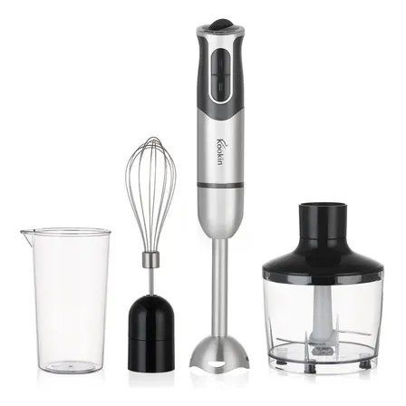Mixer De Mão Portátil 8 Velocidades 3 Em 1 Inox 800w Kookin Knhb1008 Multifuncional Com Função Turbo E Lâminas Aprimoradas 2 Afiadas + 2 Reforçadas Em Aço Inox 304 Prateado 220v