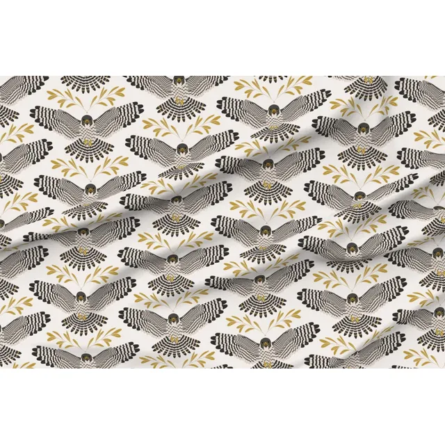 Regrine Falcon Bird Nature Specie Blanco Negro Oro Impreso