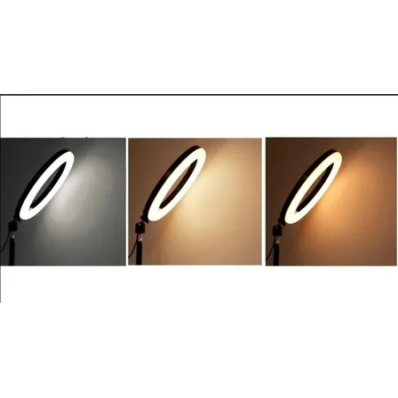 Luz calida de luz led Aro de Luz 30cm color blanca cálida con estructura Negro