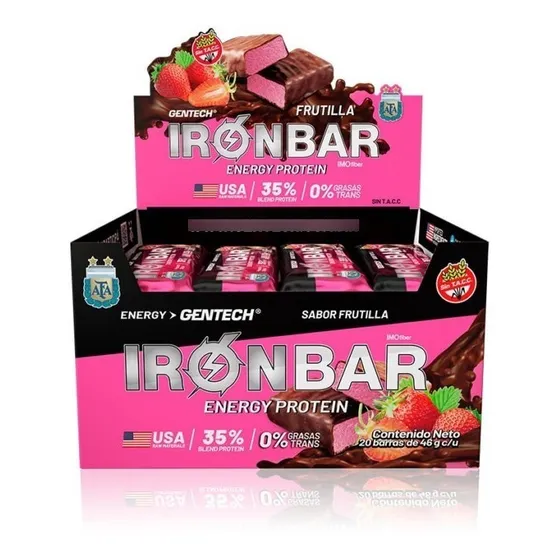 Barra Proteinas Iron Bar Gentech 20uni 45grs C/u Sin Tacc