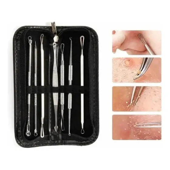 Set 7 Removedor Extractor Comedones Puntos Negros Espinillas