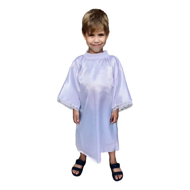 Túnica De Anjo Branca De Cetim Com Ziper Queribum Coroação