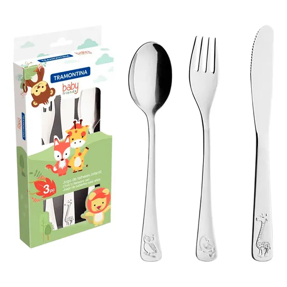 Juego de cubiertos de acero inoxidable para comida para bebés