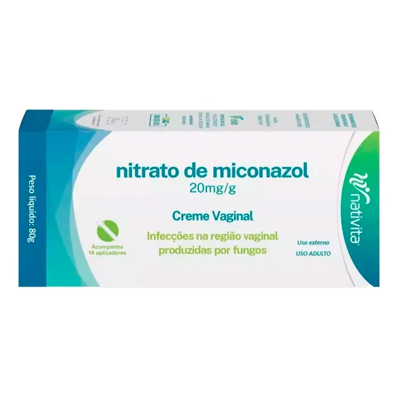 Miconazol Creme Vaginal 20mg/g Nativita Com 14 Aplic 80g