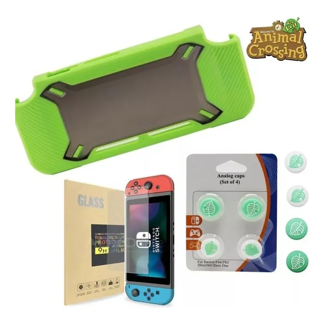 Funda + Mica + Gomas Animal Crossing 03 Para Nintendo Switch