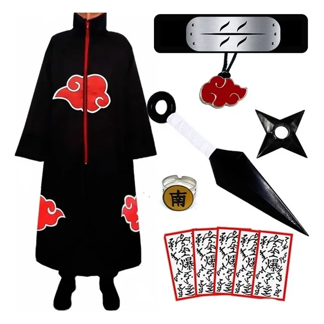 Kit Manto Akatsuki Kisame Cosplay Anime Naruto Infantil     
