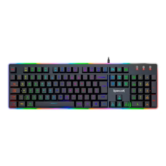 Teclado gamer Redragon Dyaus 2 QWERTY português Brasil cor preto com luz RGB