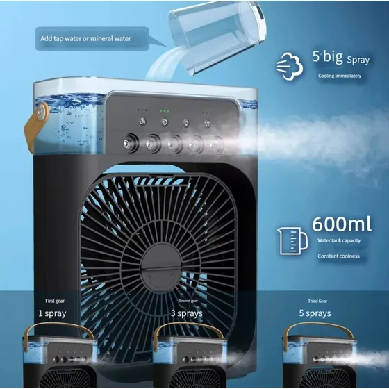 Mini Ventilador Con Humdificador,luz Led Usb Nuevo