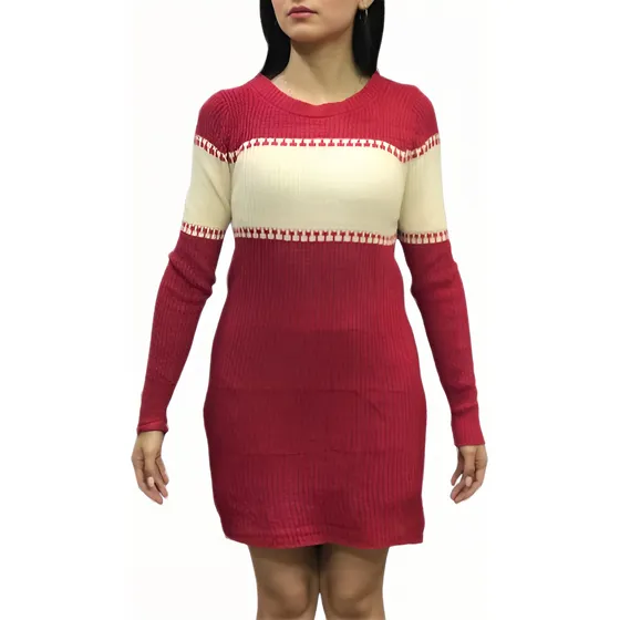 Vestido Dama Clasico Importado Tejido Hilo Diseño Rayas Slim