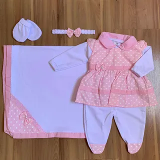 Kit SaĂda Maternidade Bebe Menina Feminina Vermelha 5 Peças Kit SaĂda Maternidade Bebe Menina Feminina Vermelha 5 Peças