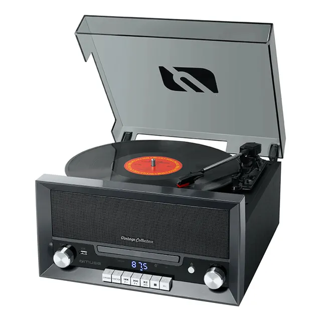 Micro Sistema Muse Mt 110ds Vinilo Bluetooth Fm Dimm Color Negro