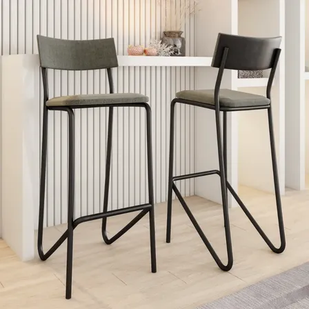 Kit 2 Banquetas Altas Cozinha Balcão 1747 Carraro Preto E Cinza