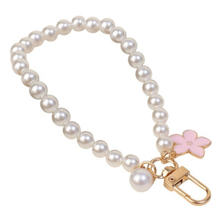 Llavero Con Colgante De Flor Rosa Y Perlas De Imitación Llavero Con Colgante De Flor Rosa Y Perlas De Imitación