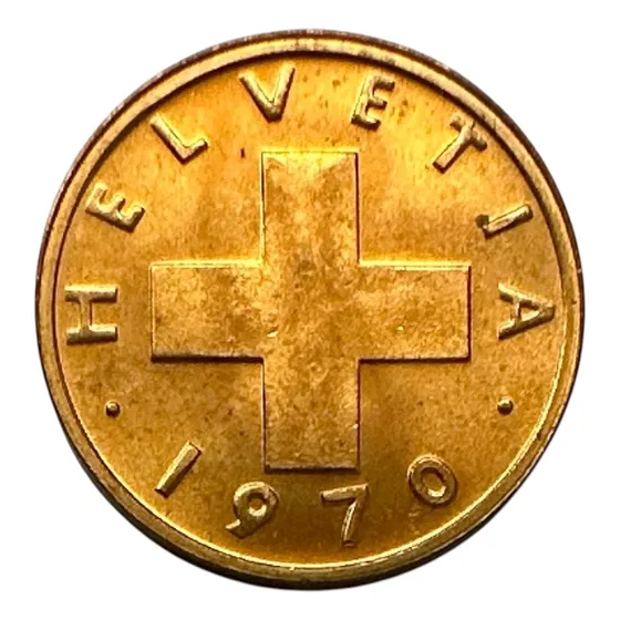 Suiza - 1 Rappen - Año 1970 - Km #46 - Cruz Helvetica