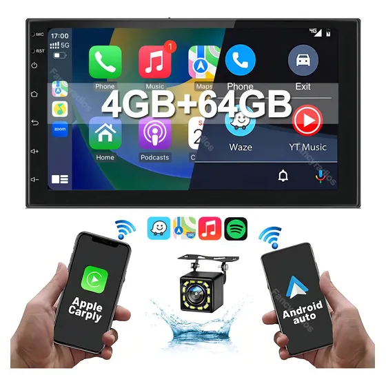 Radio Multimedia 4gb Pantalla 7 Carplay Android Auto Gps Am\u002Ffm Wifi + Camara | Cuotas sin interés