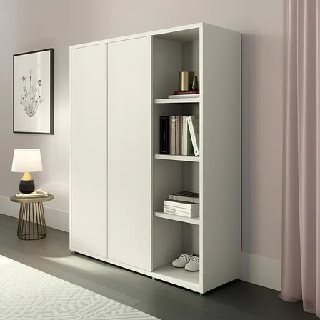 Livreiro Multiuso Alto 2 Portas 4 Prateleiras Com Nicho Oslo Cor Fendi