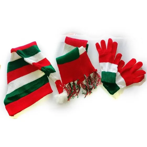 Combo X3 Gorro +bufanda +guante Navidad Frio Niñosb Adultos 