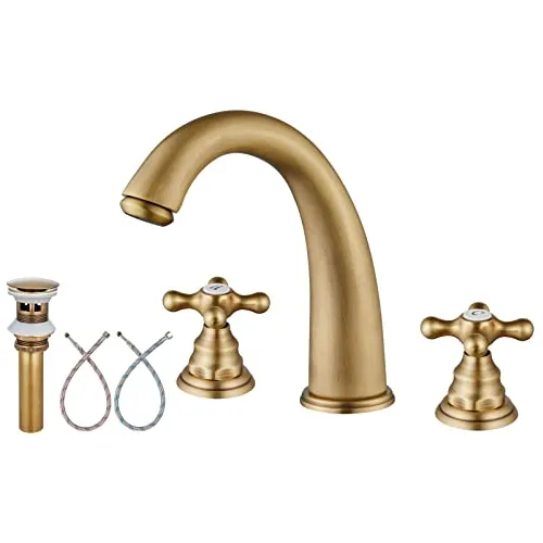Grifo De Baño Aolemi Para Lavabo De 3 Orificios, Latón Envej
