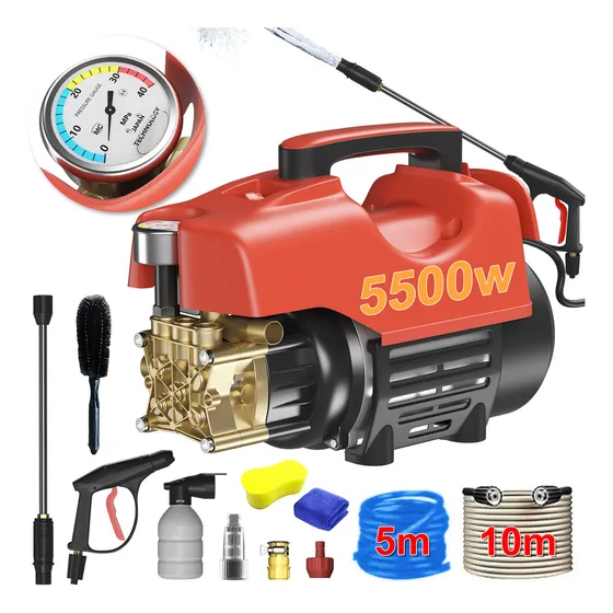Hidrolavadora Eléctrica 3500psi De Presión Máxima 5500w Color Rojo