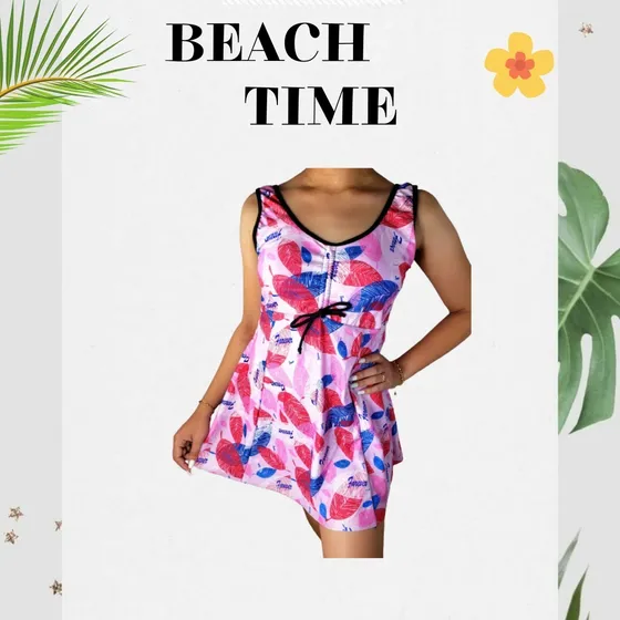 Traje De Baño Vestido Pin Up Tiro Alto Mujer.