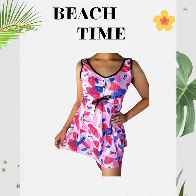 Traje De Baño Vestido Pin Up Tiro Alto Mujer.