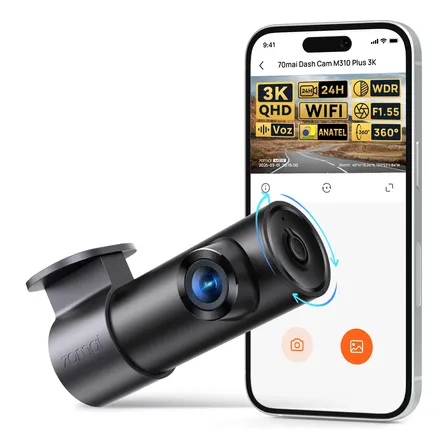 Câmera Veicular 70mai M310 2k3k4k Wdr 360° App Voz Uber 24h M310 Plus 3k
