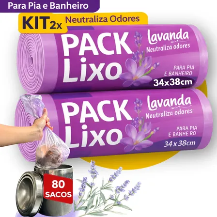 Kit 2 Saco Lixo Banheiro Cozinha Perfumado Lavanda Anti Odor
