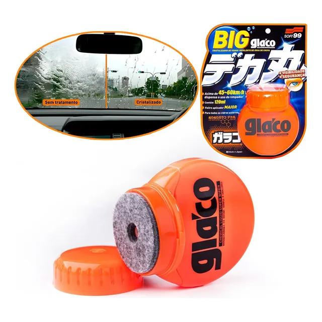 Glaco Big 120ml - Cristalizador Vidros Repele Água Parabrisa