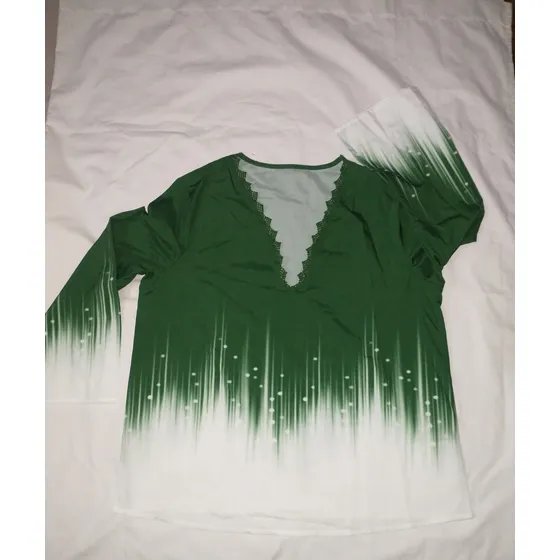 Blusa Combinada Verde Y Blanco