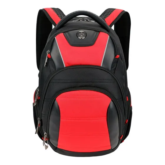 Mochila Travel Swiss Digital J14-41 Color Rojo Diseño de la tela Rayado