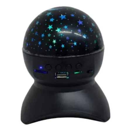 Lampara Parlante Usb Proyección Rotatoria Luz Estrellas