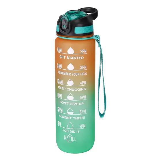 Botella De Agua Deportiva Gadnic Frases Motivacvionales 1l Color Naranja
