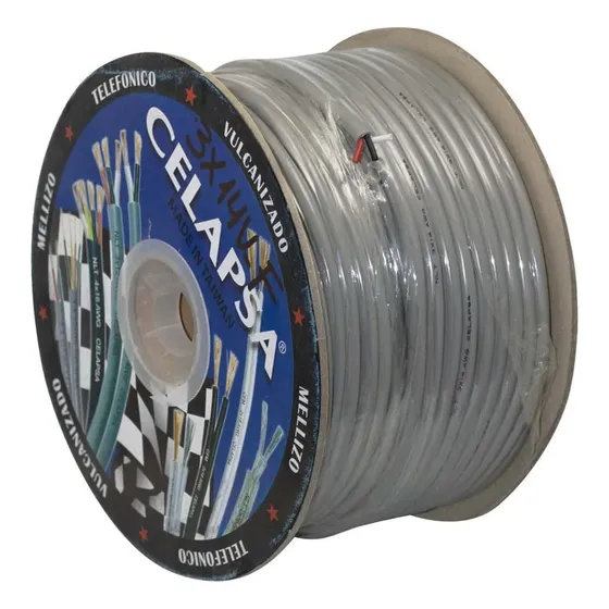 Cable Vulcanizado Flexible Tripolar 14 Awg 100 Mts 3x14v-f Cubierta Gris