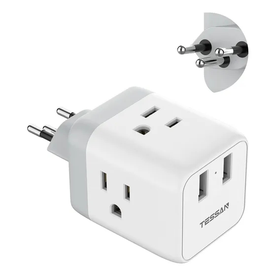 Adaptador De Enchufe Tessan Switzerland Tipo J Con 3 Salidas