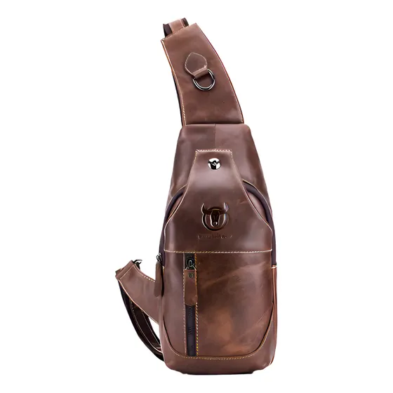 Morral Mochila Cuero Genuino Hombre Bullcaptain Original